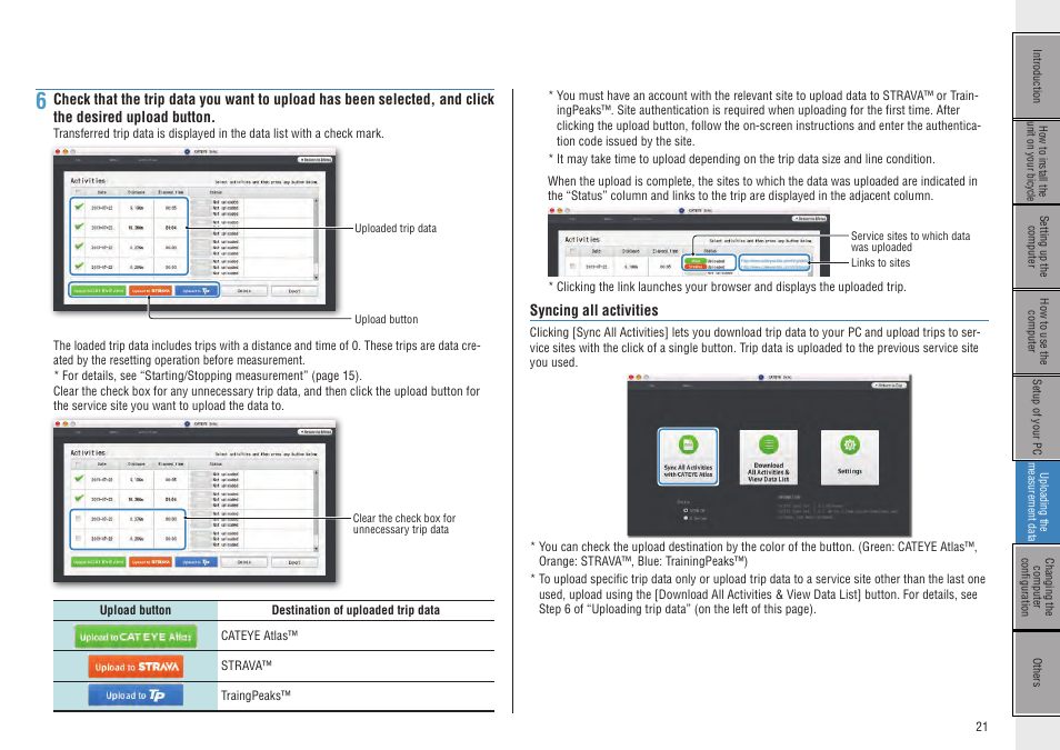 Syncing all activities | CatEye CC-GL50 [Stealth 50] User Manual | Page 21 / 41