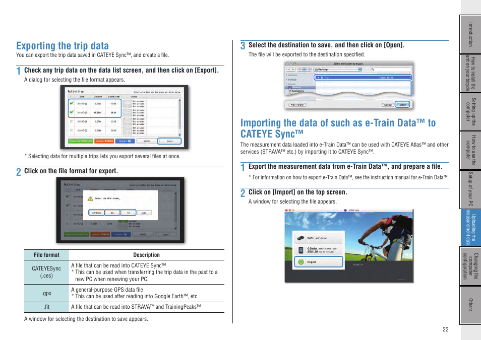 Exporting the trip data | CatEye CC-GL50 [Stealth 50] User Manual | Page 22 / 41