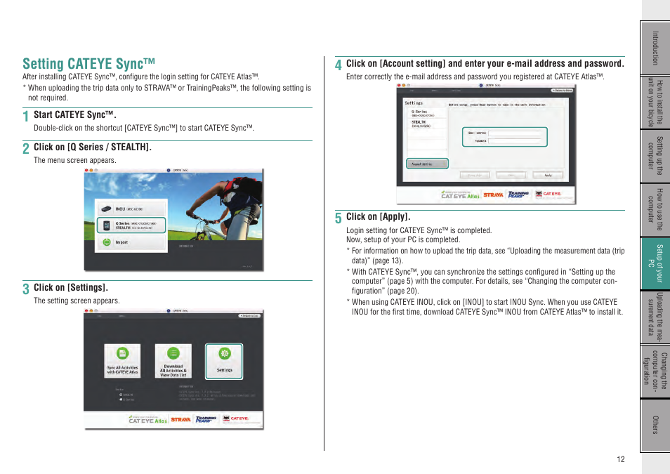Setting cateye sync | CatEye CC-GL10 [Stealth 10] User Manual | Page 12 / 28