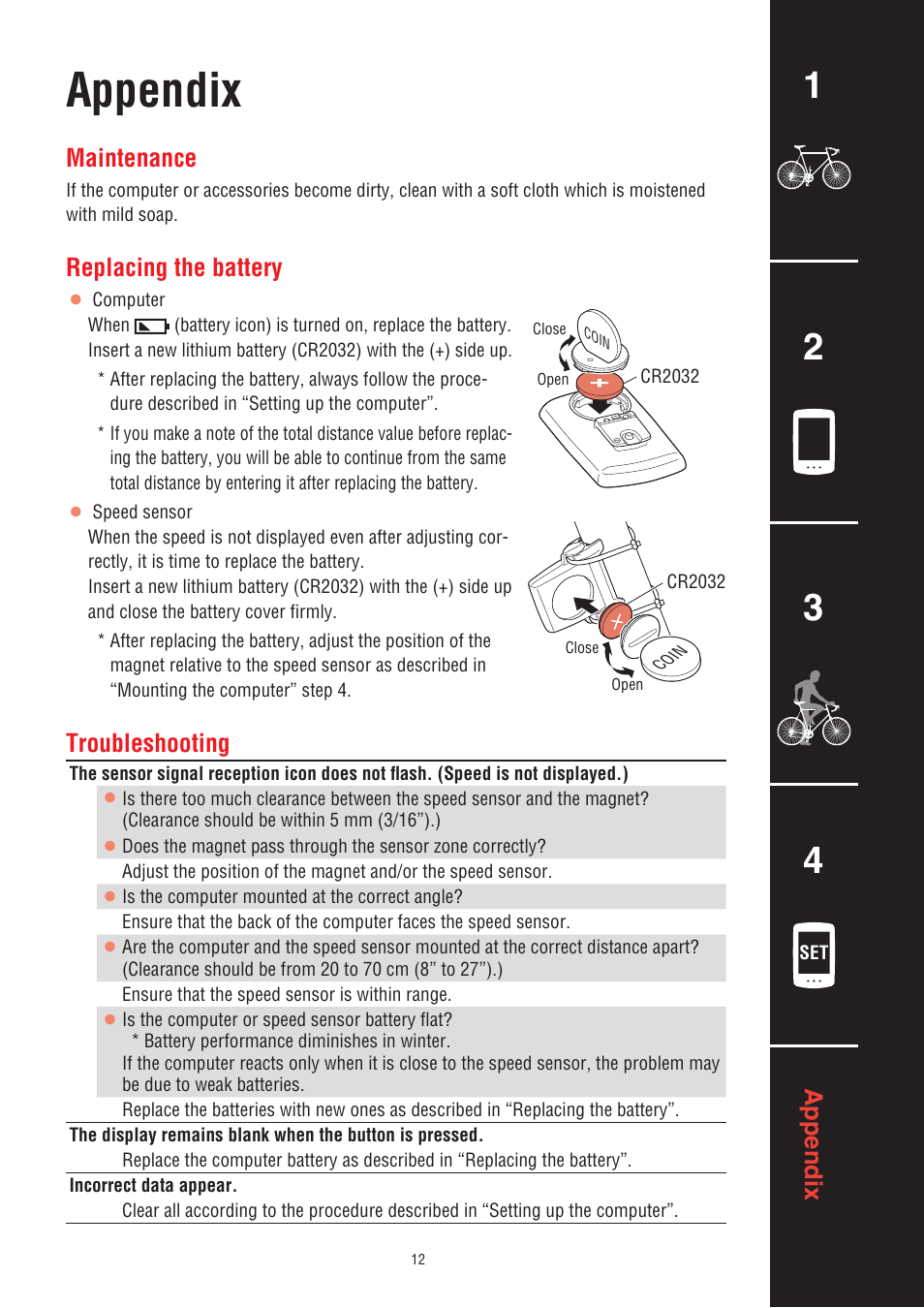 Appendix | CatEye CC-PA100W [Padrone] User Manual | Page 12 / 13