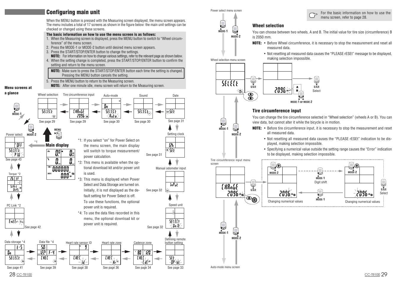 Configuring main unit | CatEye CC-TR100 User Manual | Page 16 / 28