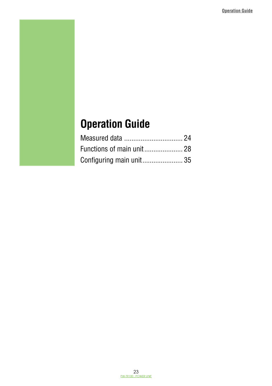 Operation guide | CatEye PW-TR100 Power Unit User Manual | Page 23 / 69