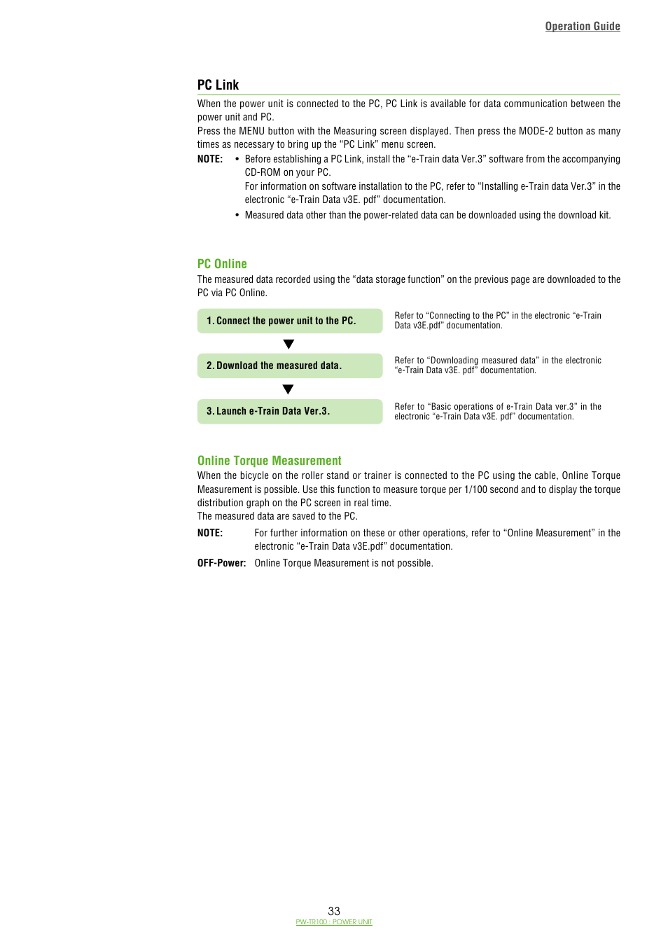 Pc link | CatEye PW-TR100 Power Unit User Manual | Page 33 / 69