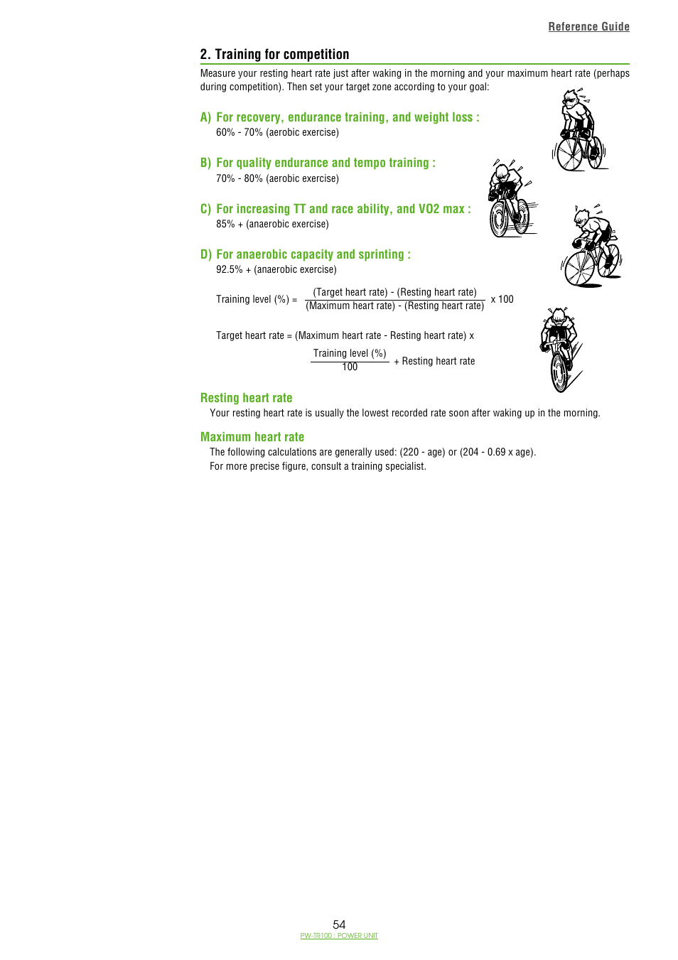 Training for competition | CatEye PW-TR100 Power Unit User Manual | Page 54 / 69