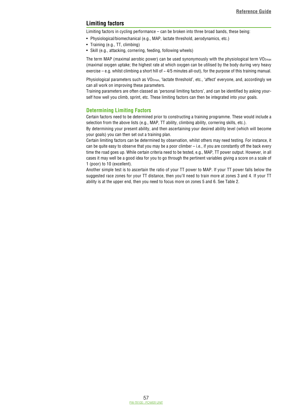 Limiting factors | CatEye PW-TR100 Power Unit User Manual | Page 57 / 69