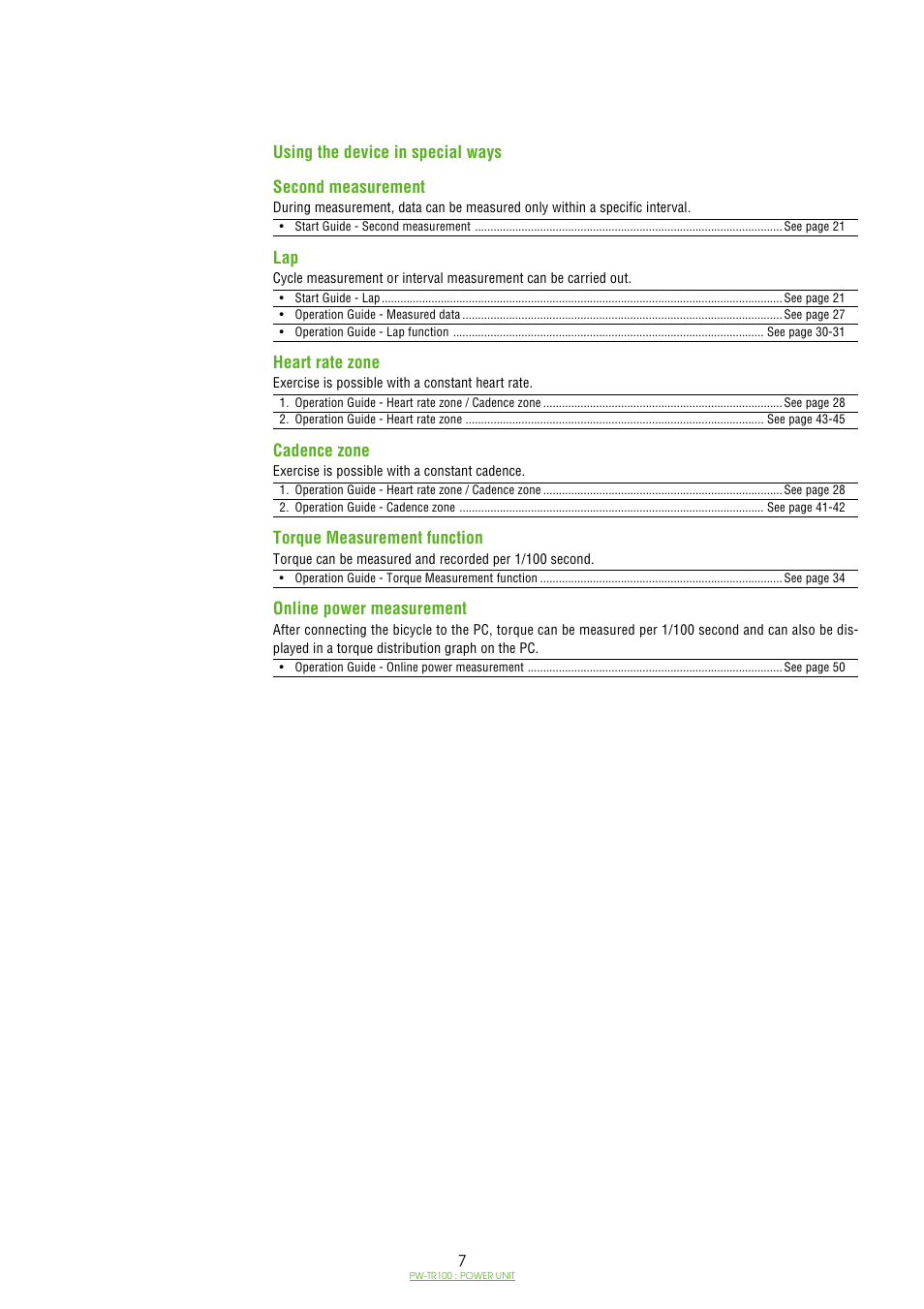 CatEye PW-TR100 Power Unit User Manual | Page 7 / 69