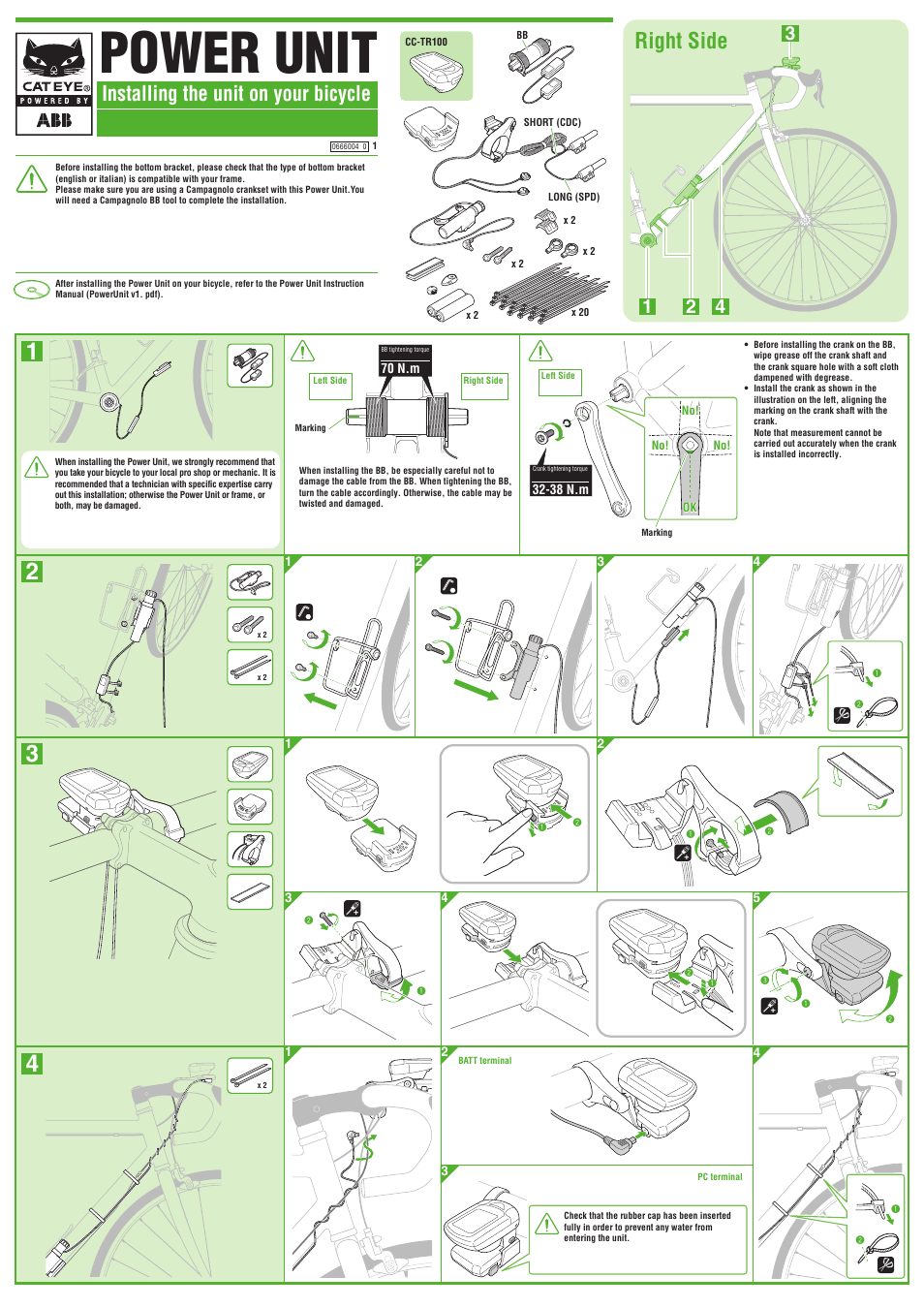 CatEye PW-TR100 Power Unit User Manual | 2 pages