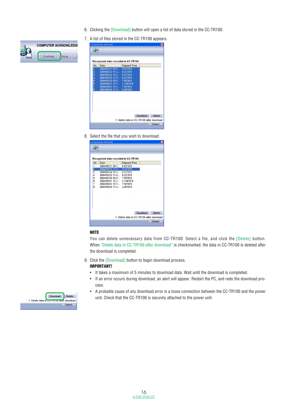CatEye e-TrainData™ Ver.3 [Power Unit Edition] User Manual | Page 16 / 53