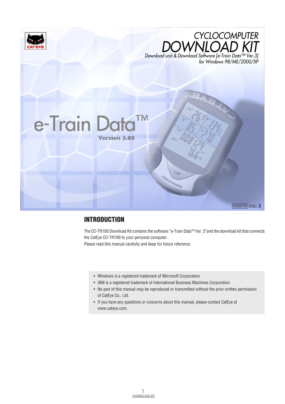 CatEye IF-TR100 Download Kit User Manual | 55 pages