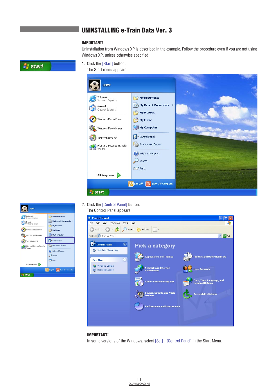Uninstalling e-train data ver. 3 | CatEye IF-TR100 Download Kit User Manual | Page 11 / 55