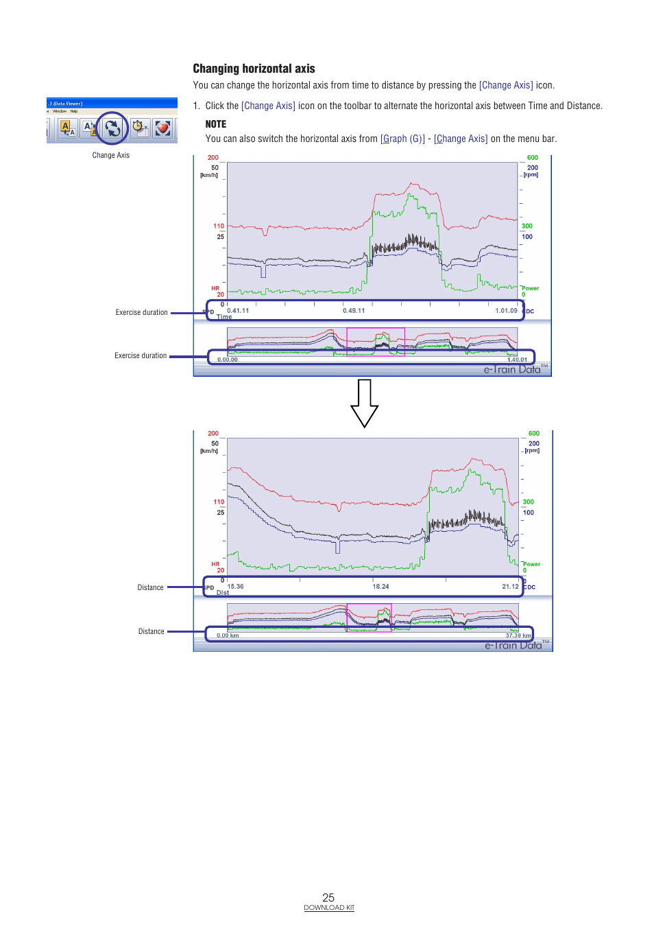 Changing horizontal axis | CatEye IF-TR100 Download Kit User Manual | Page 25 / 55
