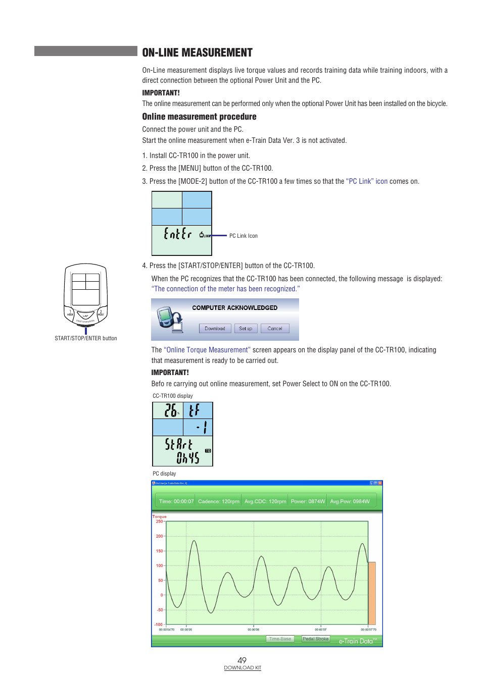 On-line measurement, Online measurement procedure | CatEye IF-TR100 Download Kit User Manual | Page 49 / 55