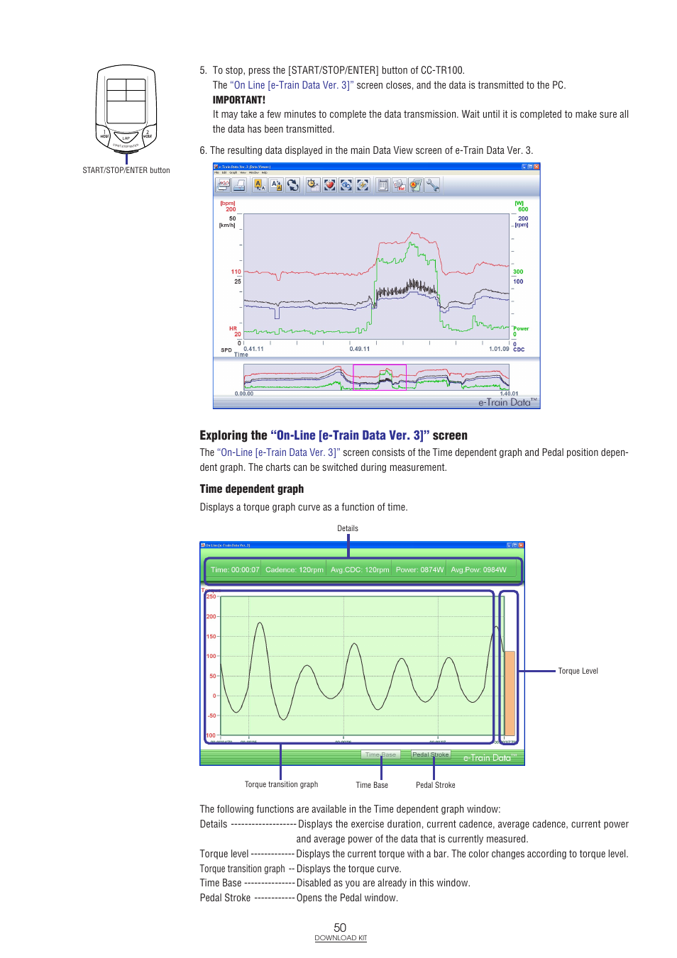 Exploring the “on-line [e-train data ver. 3, Screen | CatEye IF-TR100 Download Kit User Manual | Page 50 / 55