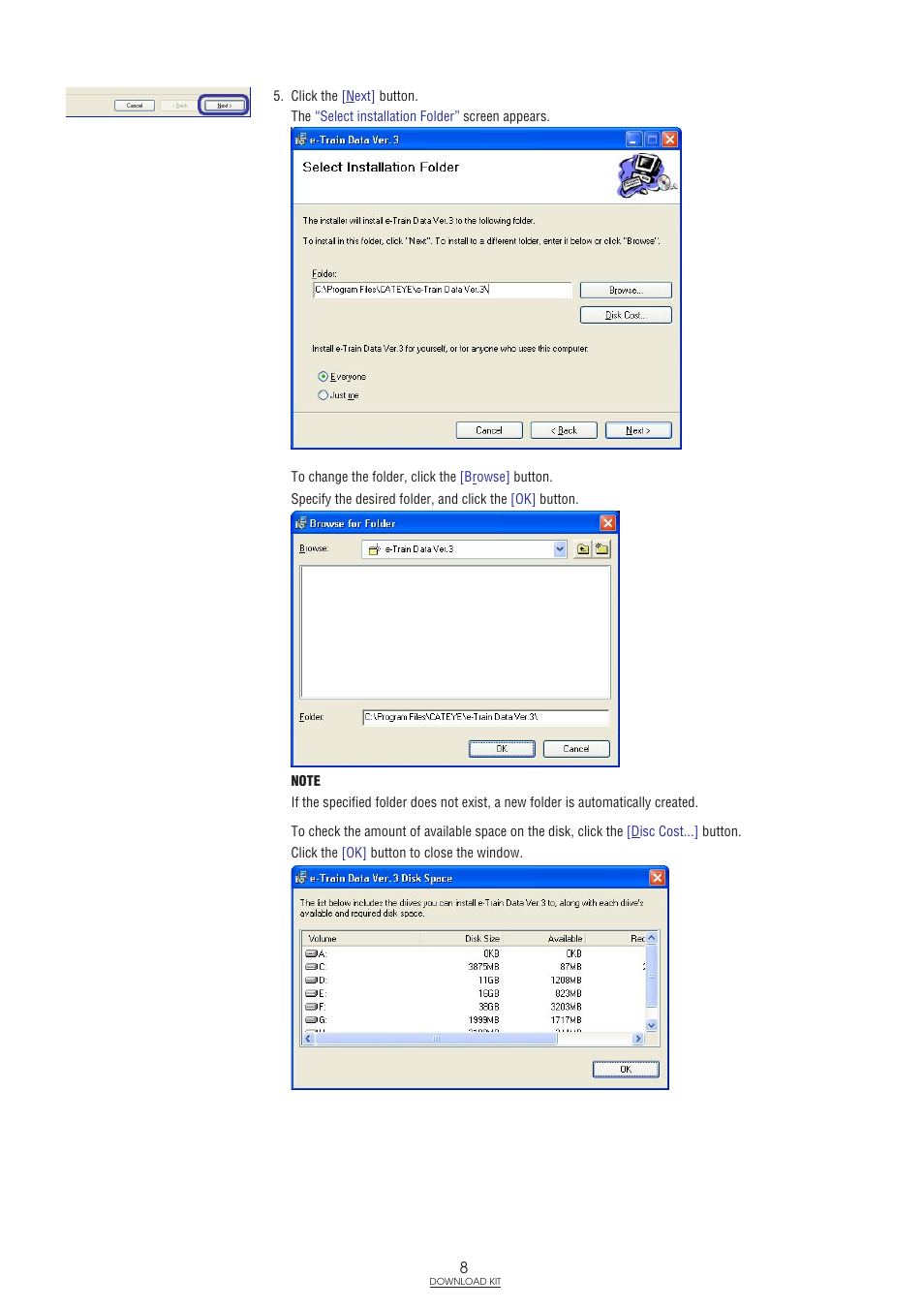 CatEye IF-TR100 Download Kit User Manual | Page 8 / 55