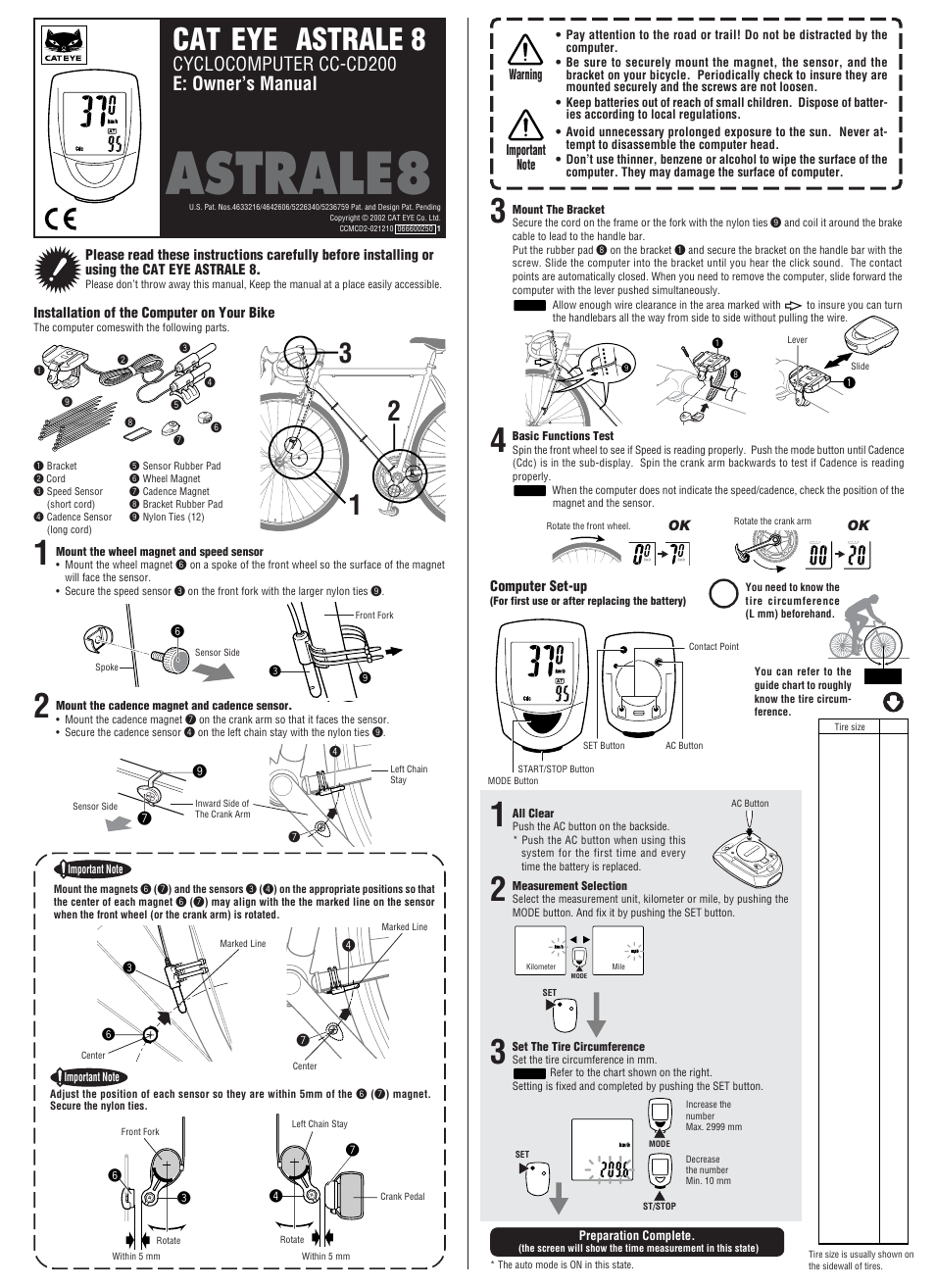CatEye CC-CD200 [Astrale 8] User Manual | 2 pages