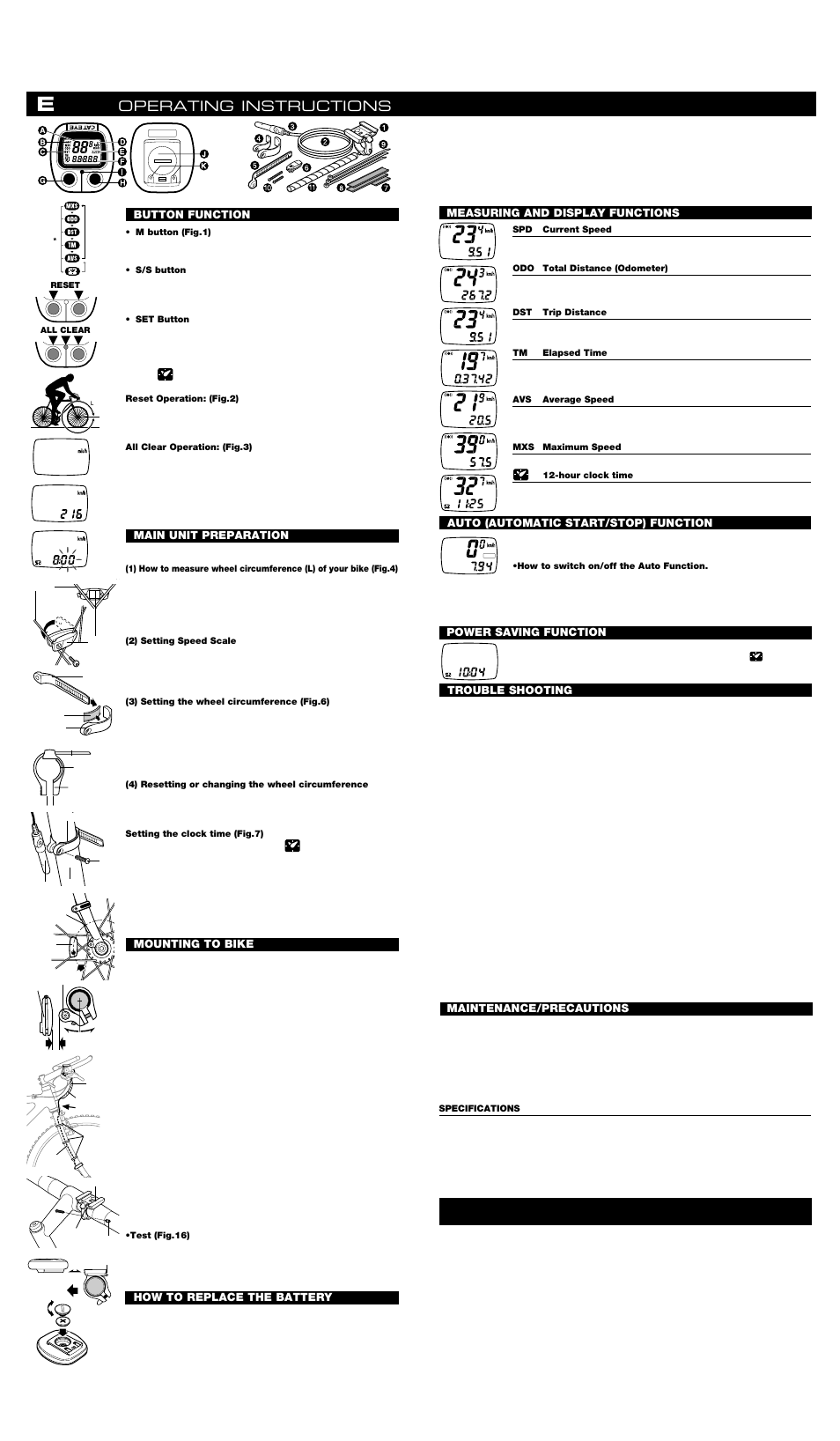 Operating instructions | CatEye CC-ST250 [Enduro] User Manual | Page 2 / 2