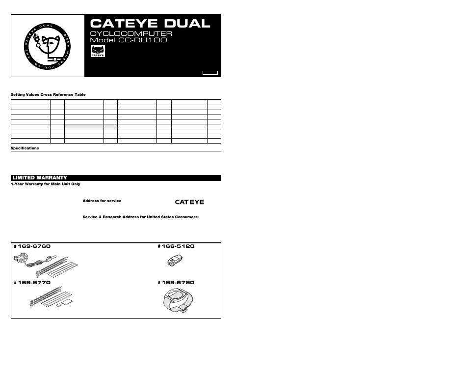CatEye CC-DU100 [Dual] User Manual | 2 pages