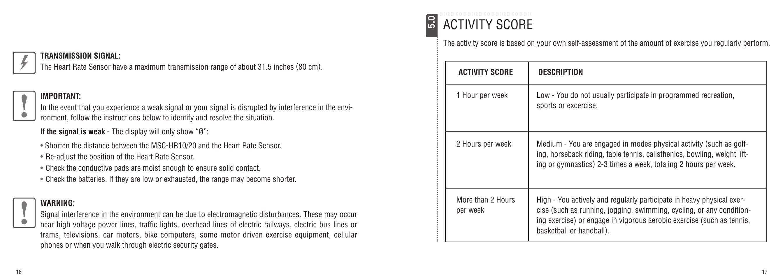 Activity score | CatEye MSC-HR10/MSC-HR20 User Manual | Page 9 / 14