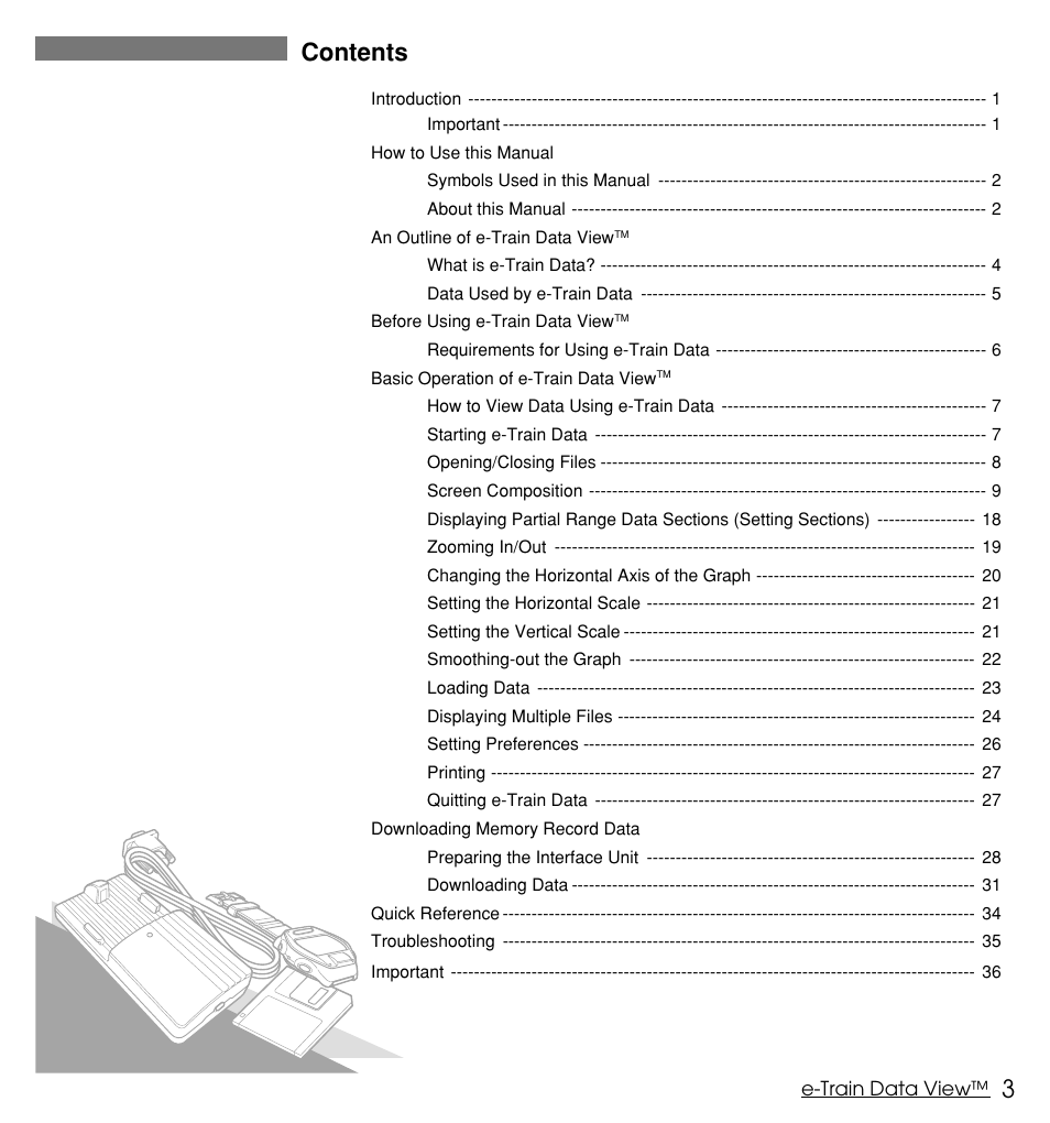 3contents | CatEye MSC Series Download Kit User Manual | Page 3 / 36