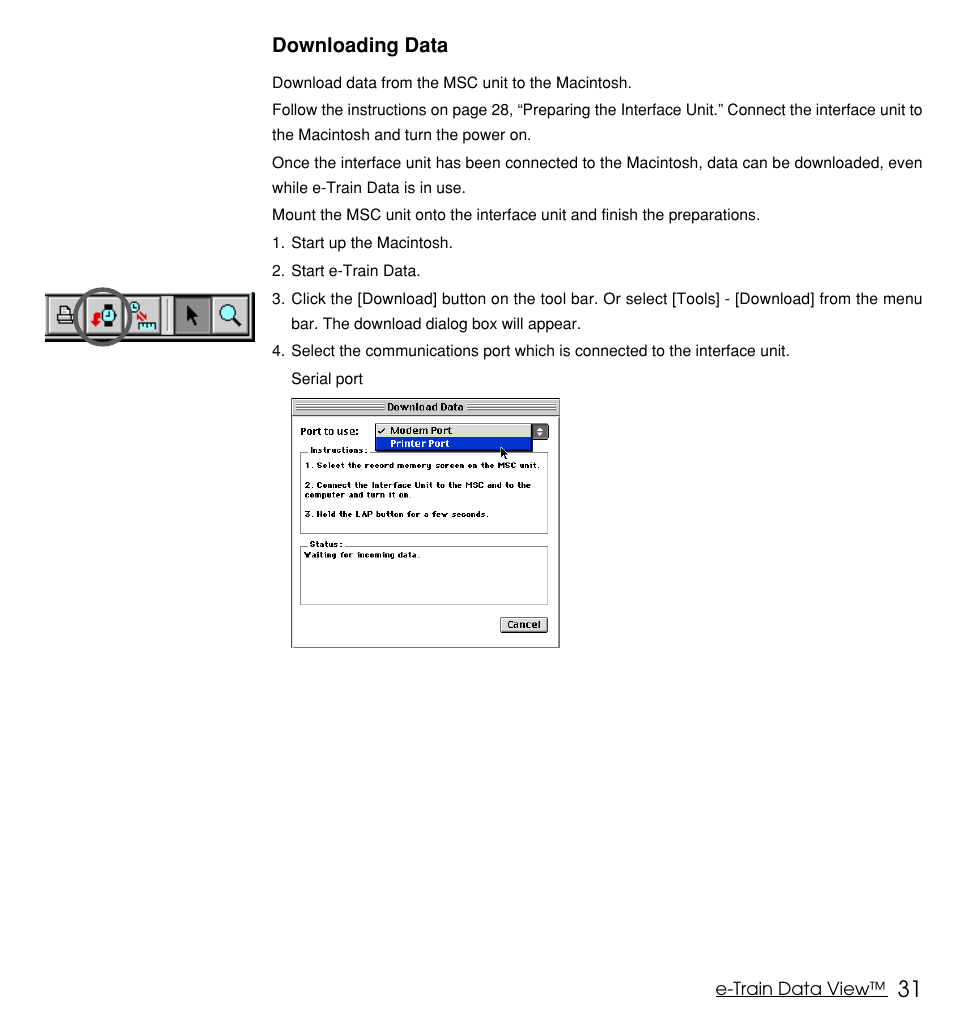 Downloading data | CatEye MSC Series Download Kit User Manual | Page 31 / 36