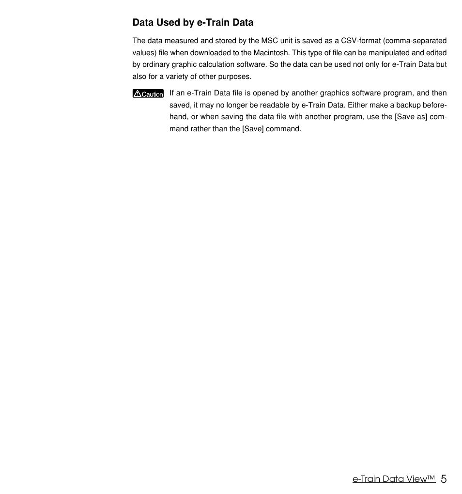 Data used by e-train data | CatEye MSC Series Download Kit User Manual | Page 5 / 36