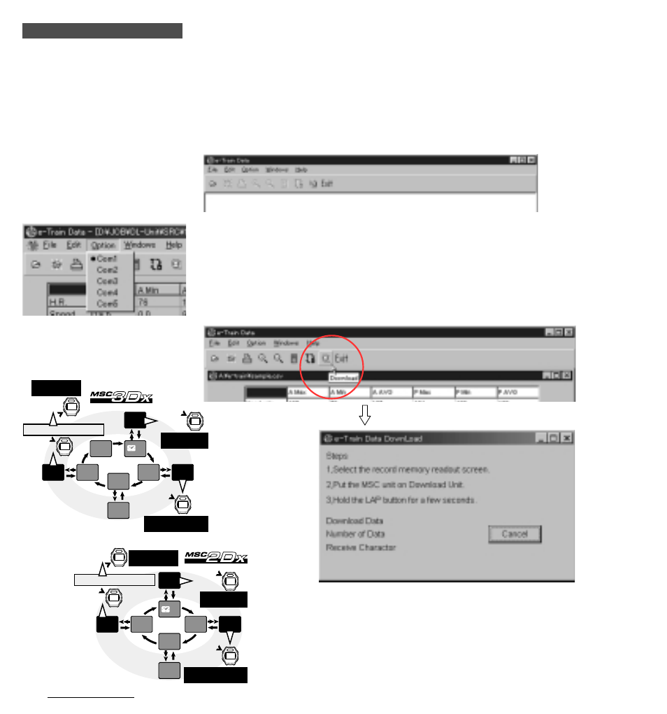 Downloading data, E-train data | CatEye MSC Series Download Kit User Manual | Page 20 / 23