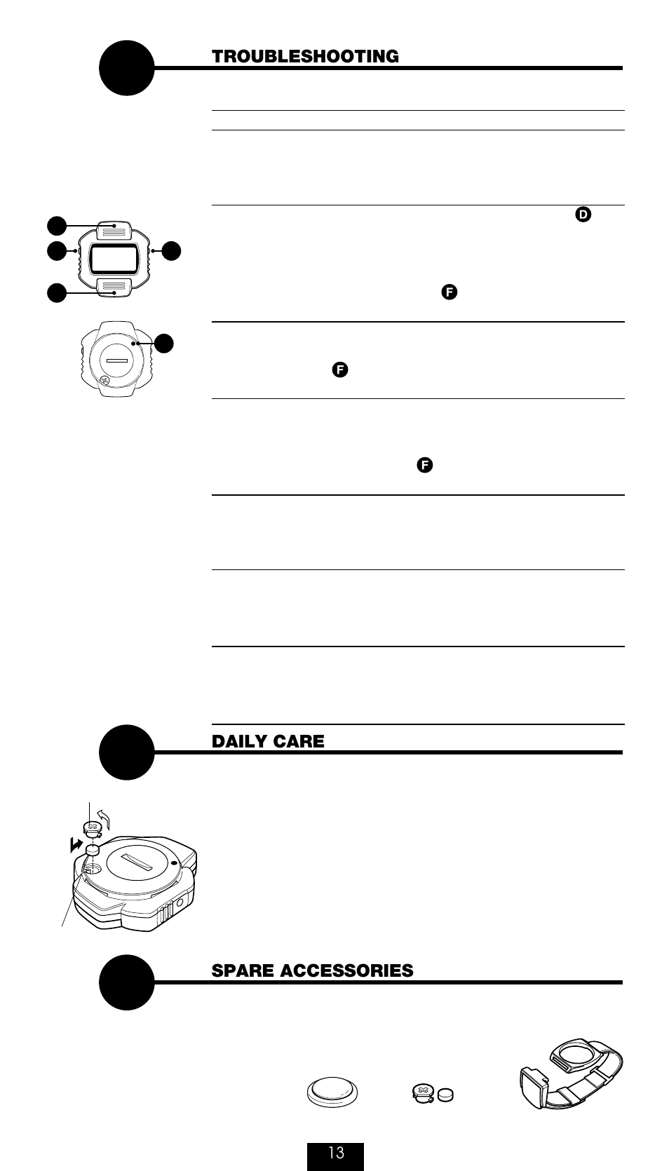 Troubleshooting, Daily care, Spare accessories | CatEye AT-110 [Altimeter] User Manual | Page 14 / 16