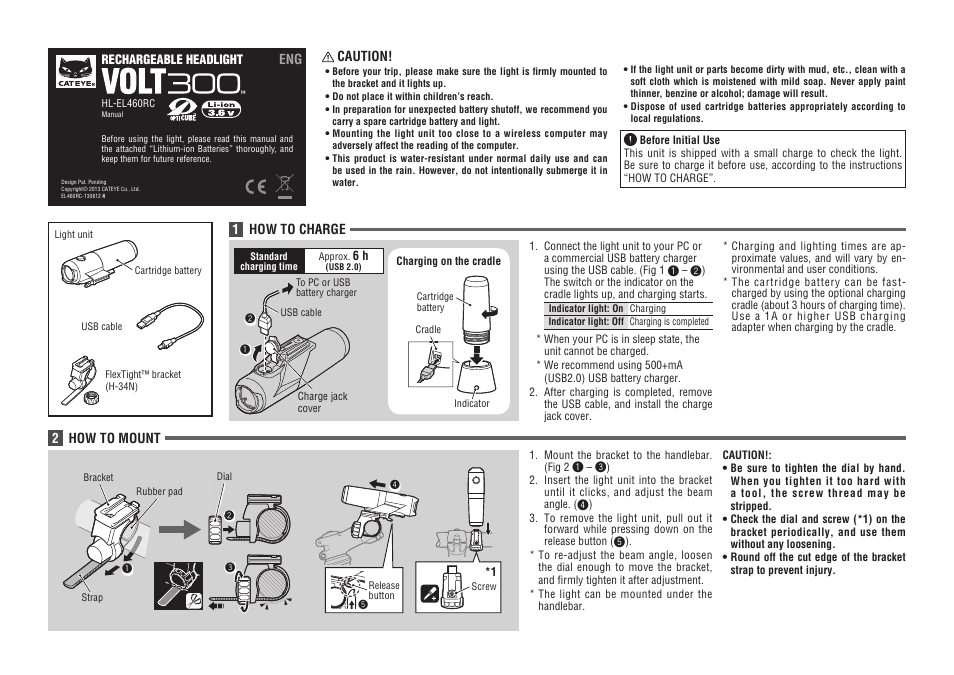 CatEye HL-EL460RC [Volt300] User Manual | 2 pages