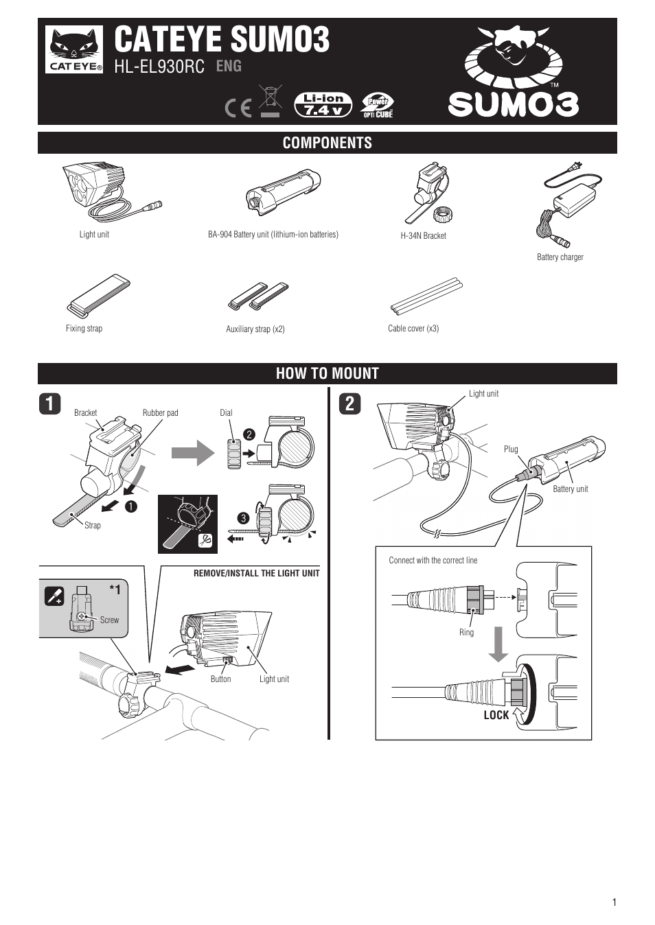 CatEye HL-EL930RC [Sumo 3] User Manual | 5 pages