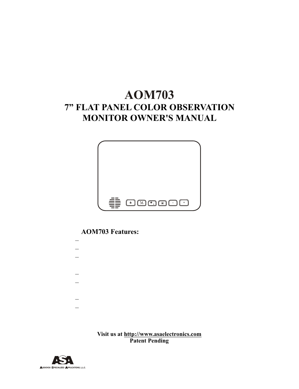 ASA Electronics AOM703 User Manual | 13 pages