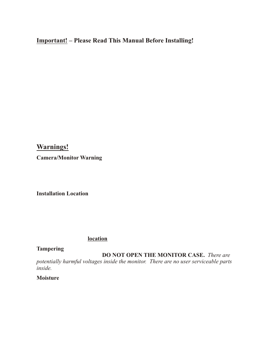 Warnings | ASA Electronics AOM703 User Manual | Page 2 / 13