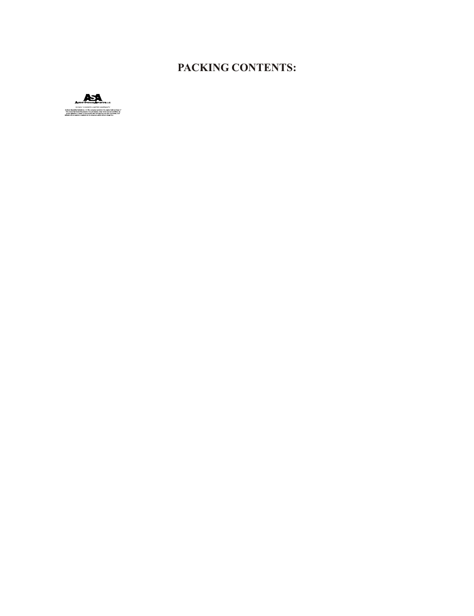 Packing contents | ASA Electronics AOM703 User Manual | Page 3 / 13