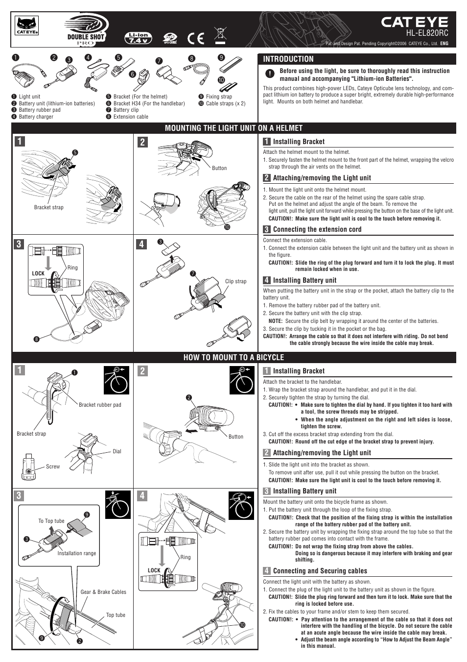 CatEye HL-EL820RC [Double Shot Pro] User Manual | 2 pages