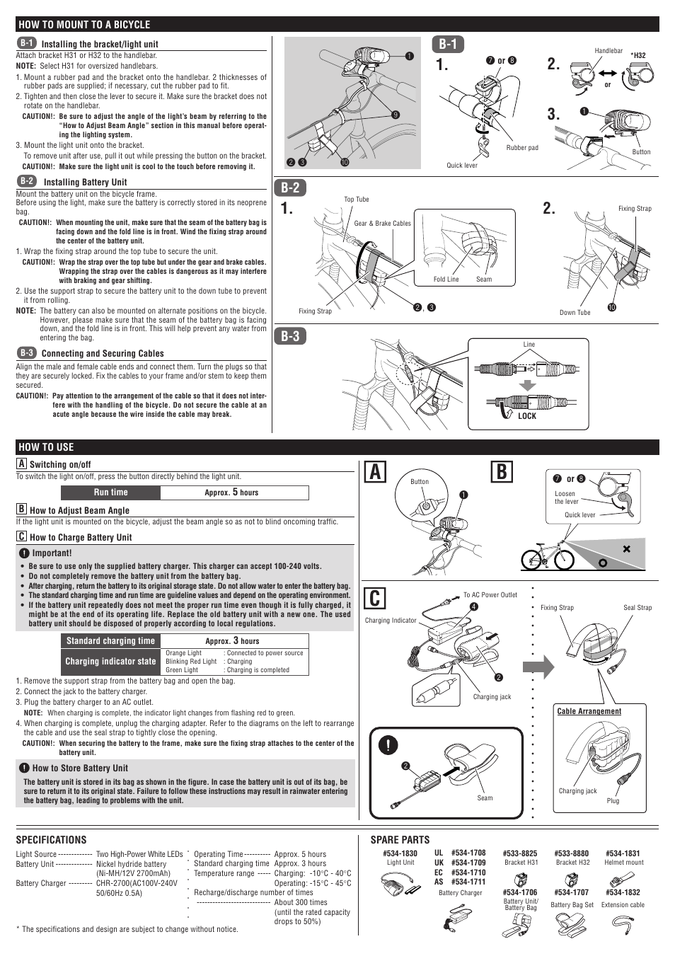 Ab c, B-2 b-3 | CatEye HL-EL710RC [Double Shot] User Manual | Page 2 / 2