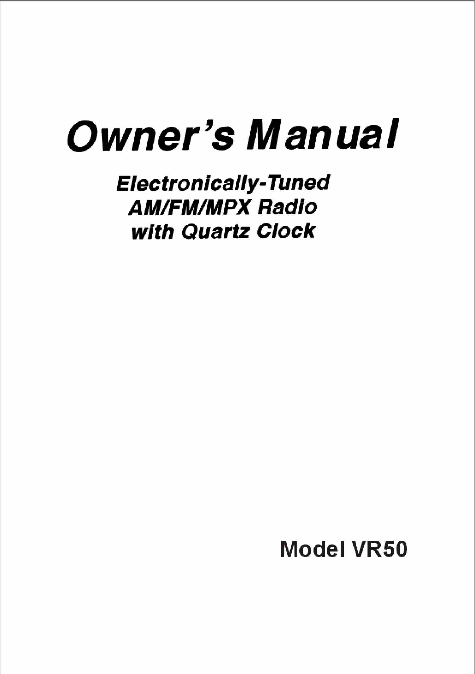 ASA Electronics VR50 User Manual | 6 pages