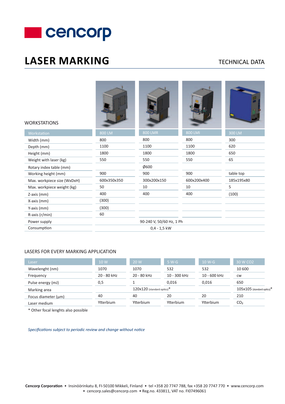 Cencorp 800 LMR -ROTARY TABLE LASER MARKER User Manual | 1 page