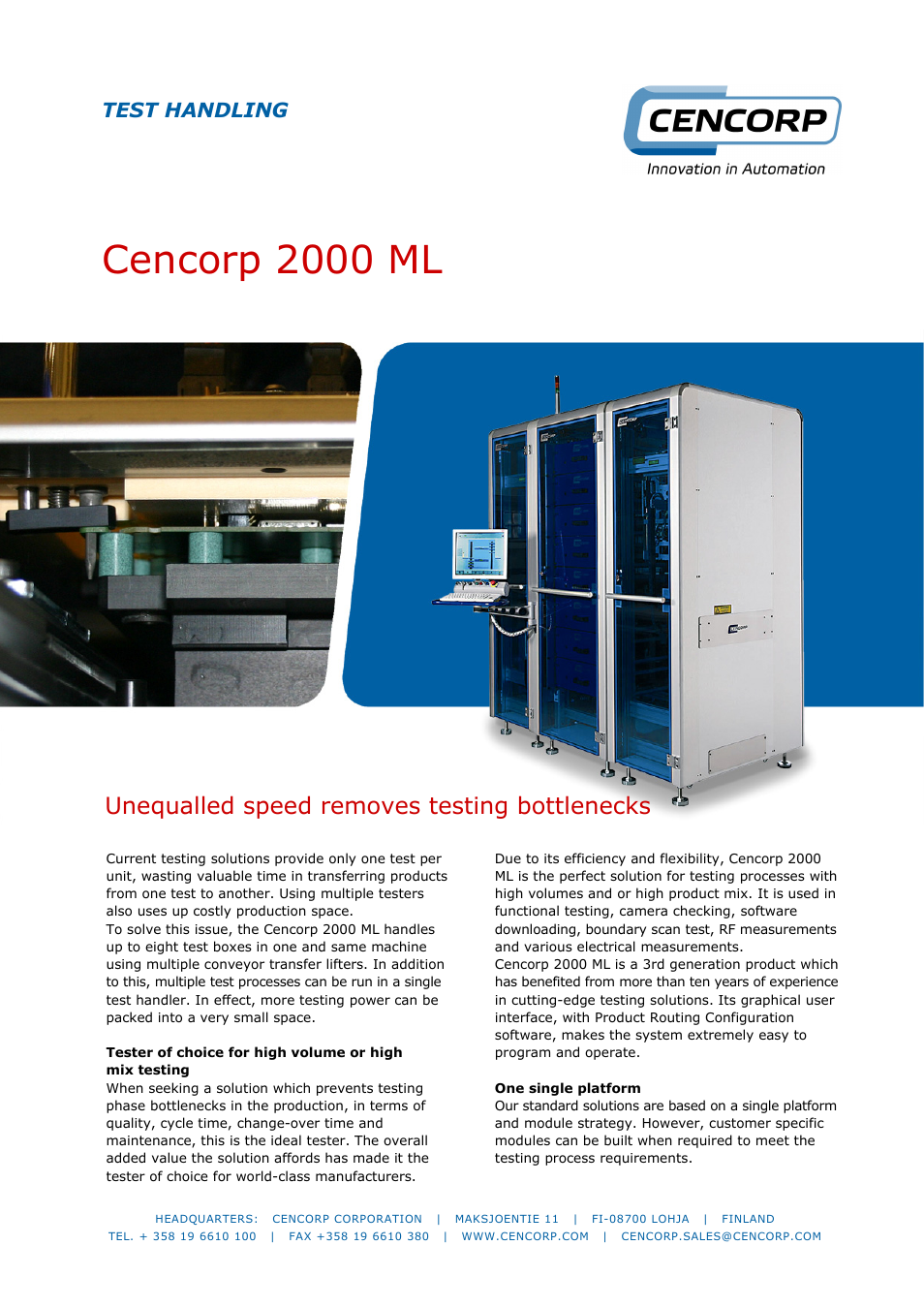 Cencorp 2000 ML – MULTILEVEL TESTER User Manual | 2 pages