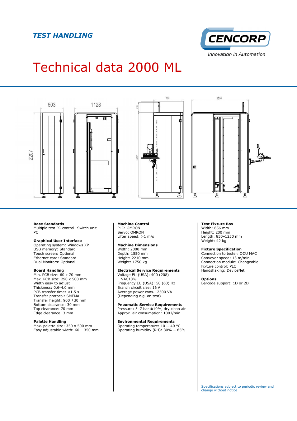 Technical data 2000 ml, Test handling | Cencorp 2000 ML – MULTILEVEL TESTER User Manual | Page 2 / 2