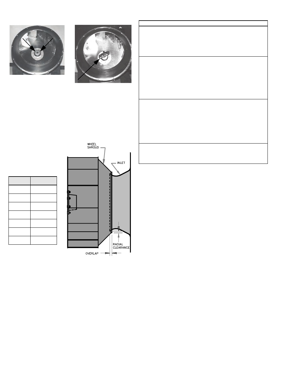 Wheel-to-inlet, Troubleshooting, Wheel-to-inlet clearance | COOK AC User Manual | Page 6 / 12