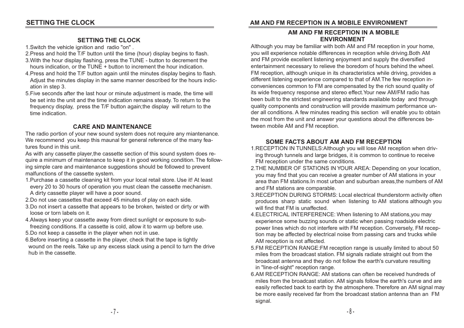 ASA Electronics AM/FM RADIO WITH AUDIO CASSETTE PLAYER User Manual | Page 5 / 7