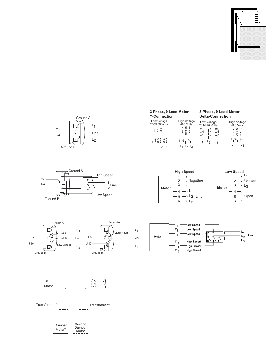Wiring diagrams, Pulley, Single speed, single phase motor | Typical damper motor schematic | COOK CCP User Manual | Page 3 / 8