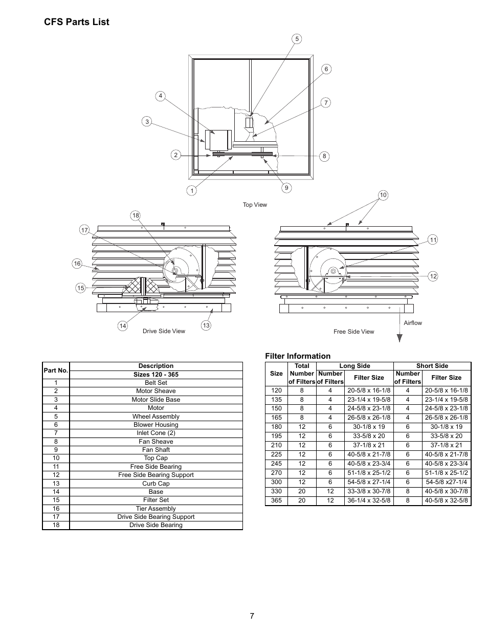 Part, Cfs parts list | COOK CFS User Manual | Page 7 / 8