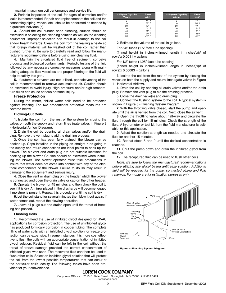 Freeze protection | COOK ERV Fluid Coil Supplement User Manual | Page 2 / 2