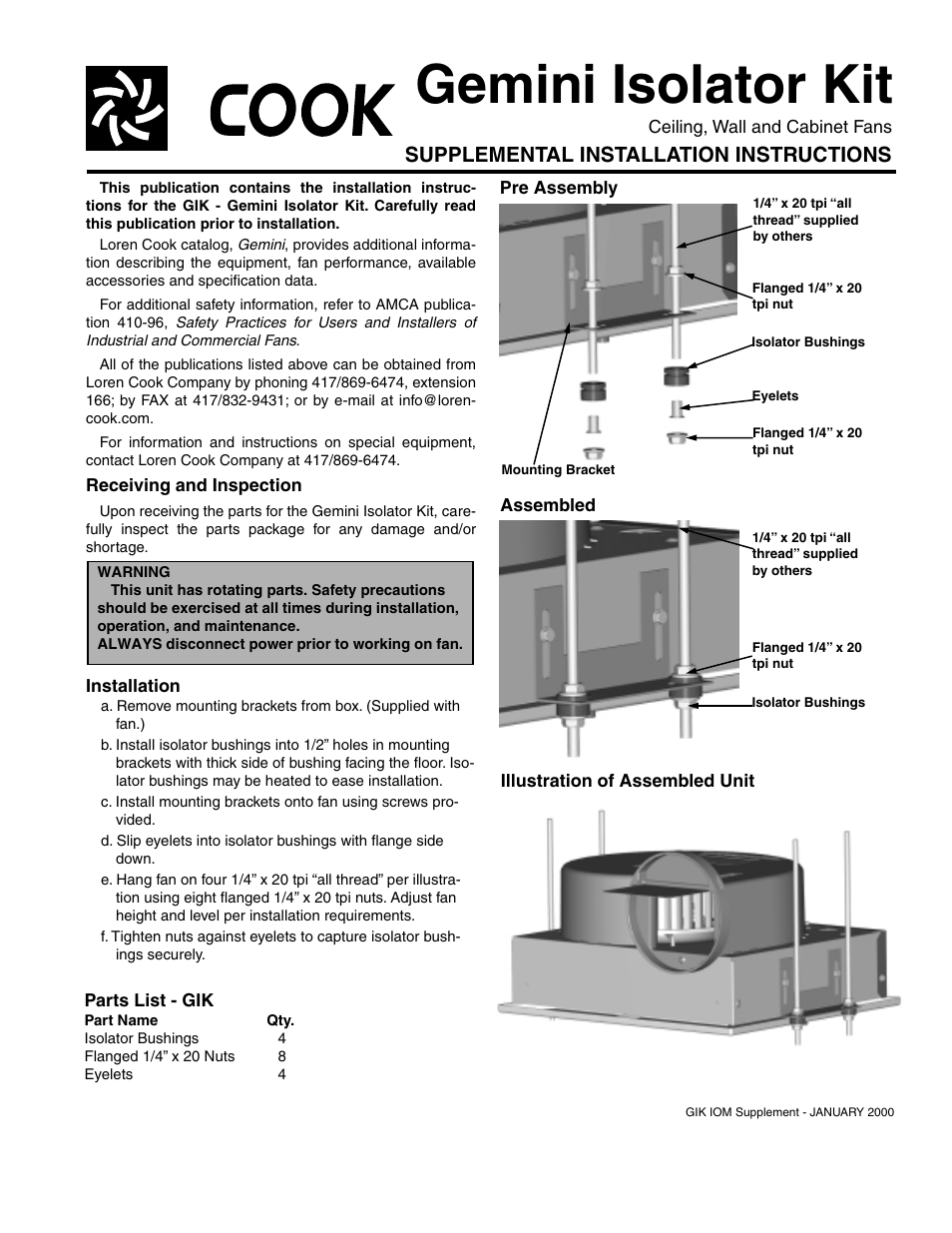 COOK Gemini User Manual | 1 page