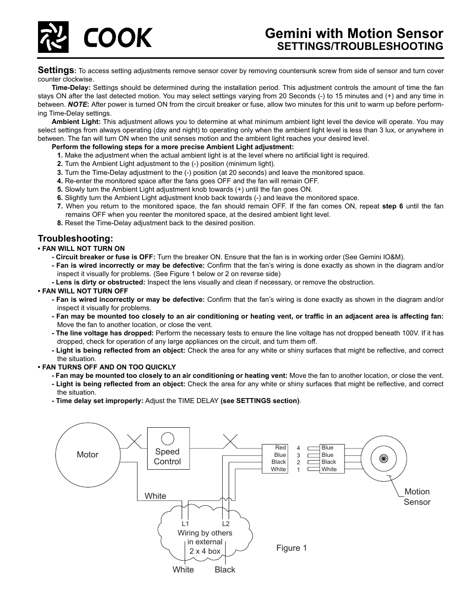 COOK Gemini with Motion Sensor User Manual | 2 pages