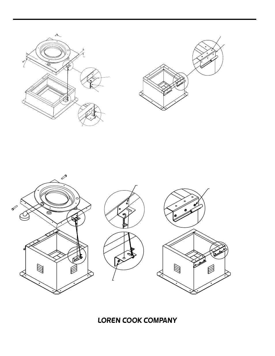 Curb with wood nailer, Curb without wood nailer, Hinge side view | COOK Hinged Base User Manual | Page 2 / 2
