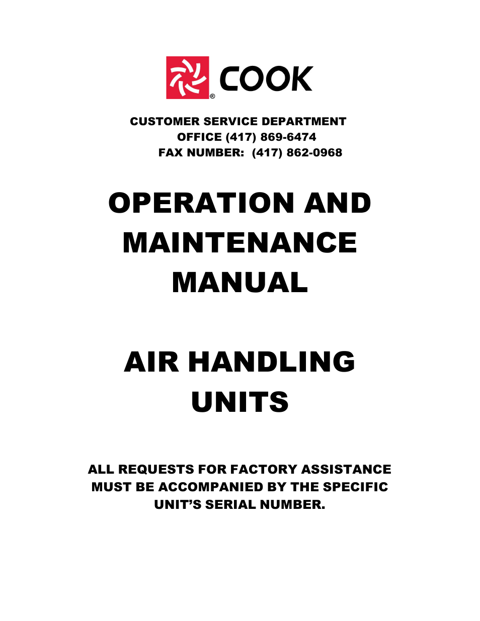 COOK Laboratory Exhaust User Manual | 17 pages