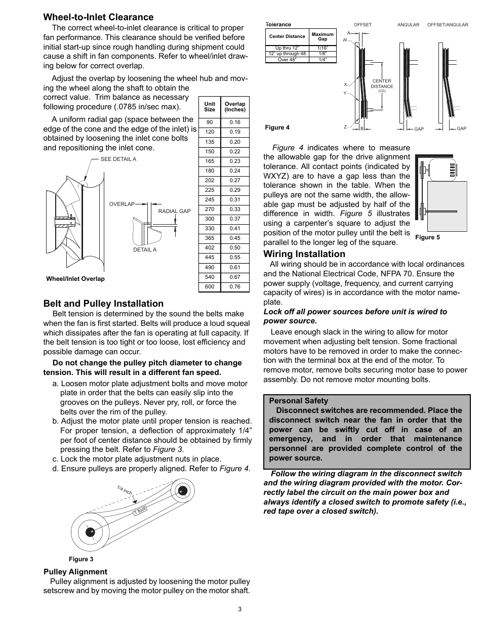Wheel-to-inlet clearance, Belt and pulley, Wiring | Belt and pulley installation, Wiring installation | COOK QMX User Manual | Page 3 / 12