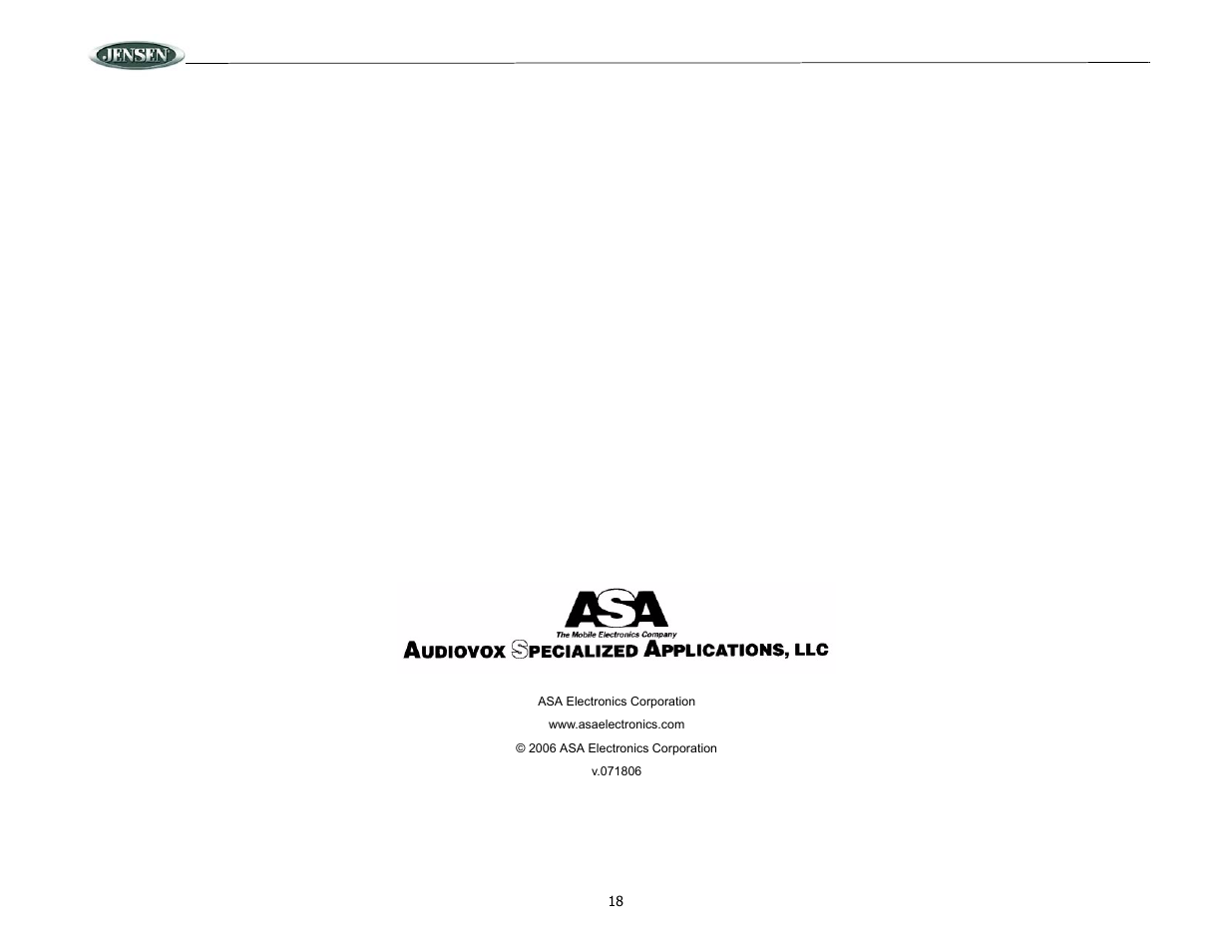 Dv2007 | ASA Electronics DV2007 User Manual | Page 18 / 18