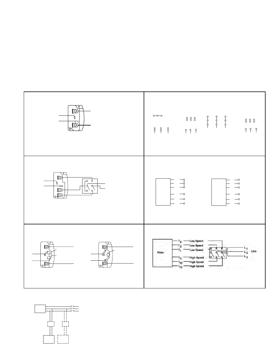 Use of variable frequency drives, Wiring diagrams, Single speed, single phase motor | 2 speed, 1 winding, 3 phase motor, 3 phase, 9 lead motor delta-connection, 3 phase, 9 lead motor y-connection, Typical damper motor schematic | COOK PLC User Manual | Page 3 / 8